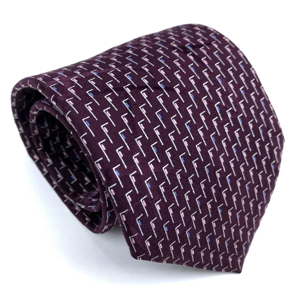 BRIONI Silk Tie Hand Made In Italy Dark Purple Blue Pink Italian Men Necktie 60